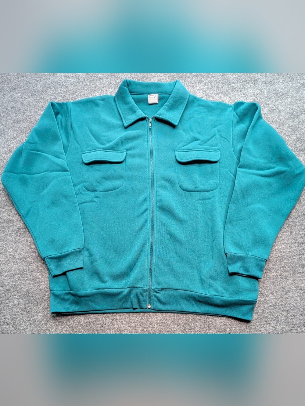Haband Casual Joe Men's XL Teal Green Full Zip Fleece Shirt Jacket Twin Pockets